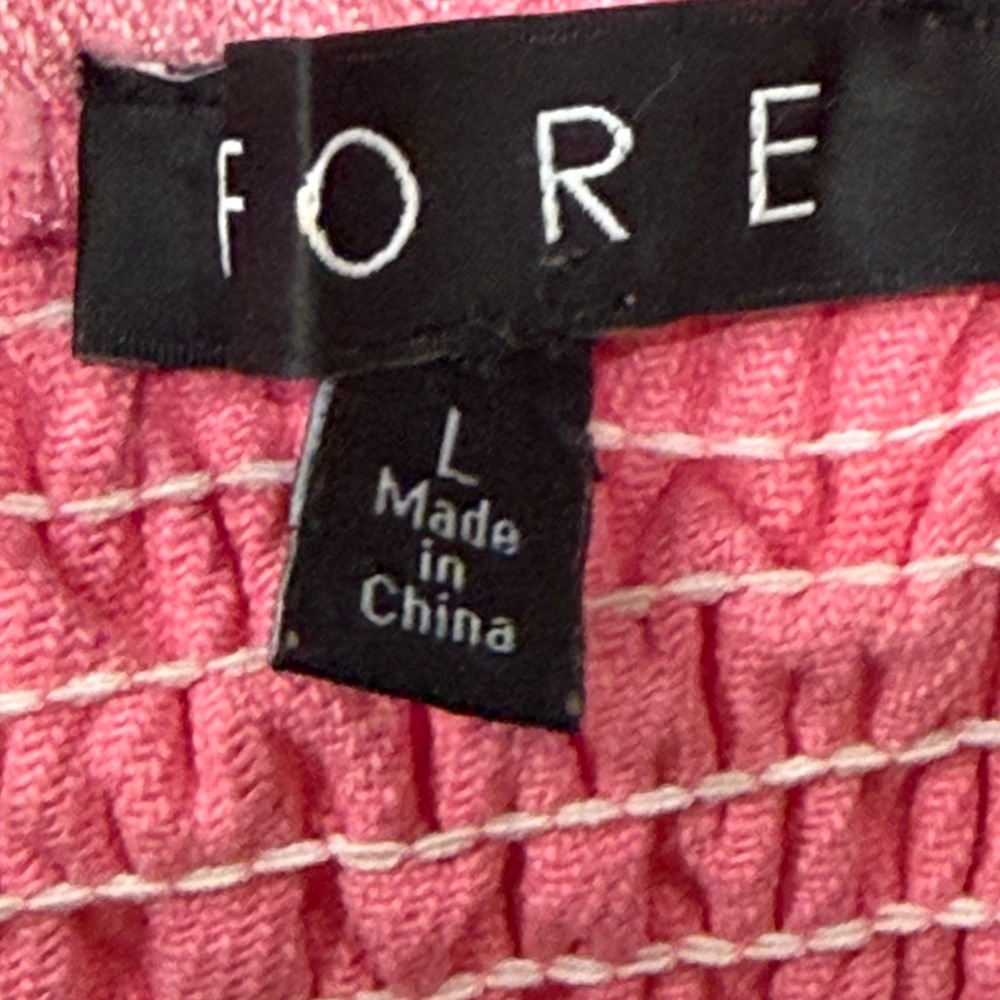 FORE Denim Ruffle Strap Pink Dress Women’s Large - Picture 7 of 9